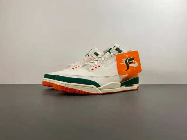 Air Jordan 3 White Orange Green Basketball Shoes 10
