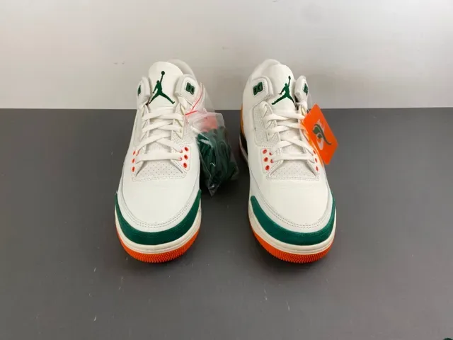 Air Jordan 3 White Orange Green Basketball Shoes 11