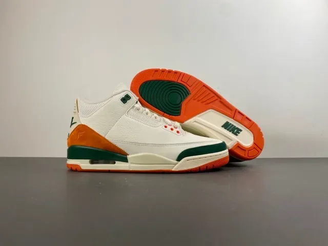 Air Jordan 3 White Orange Green Basketball Shoes 12