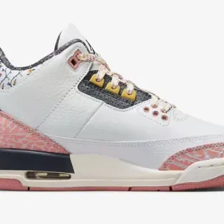 Air Jordan 3 White Pink Elephant Floral Collar Basketball Shoes