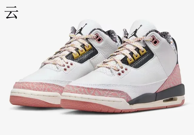 Air Jordan 3 White Pink Elephant Floral Collar Basketball Shoes 3