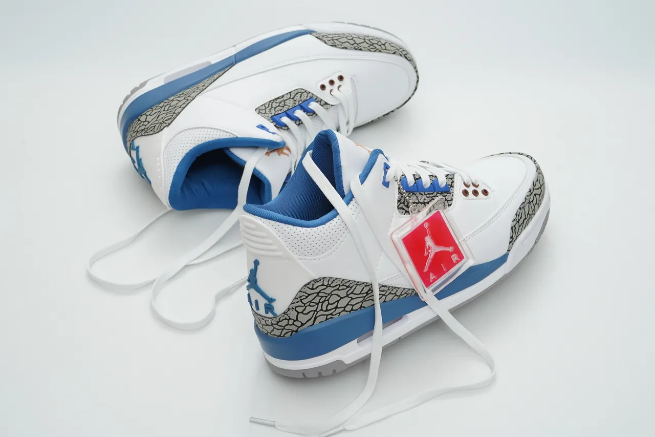 Air Jordan 3 White Royal Blue Elephant Print Basketball Shoes 6