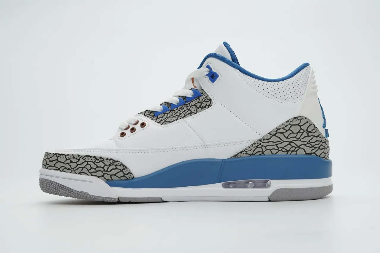Air Jordan 3 White Royal Blue Elephant Print Basketball Shoes 10
