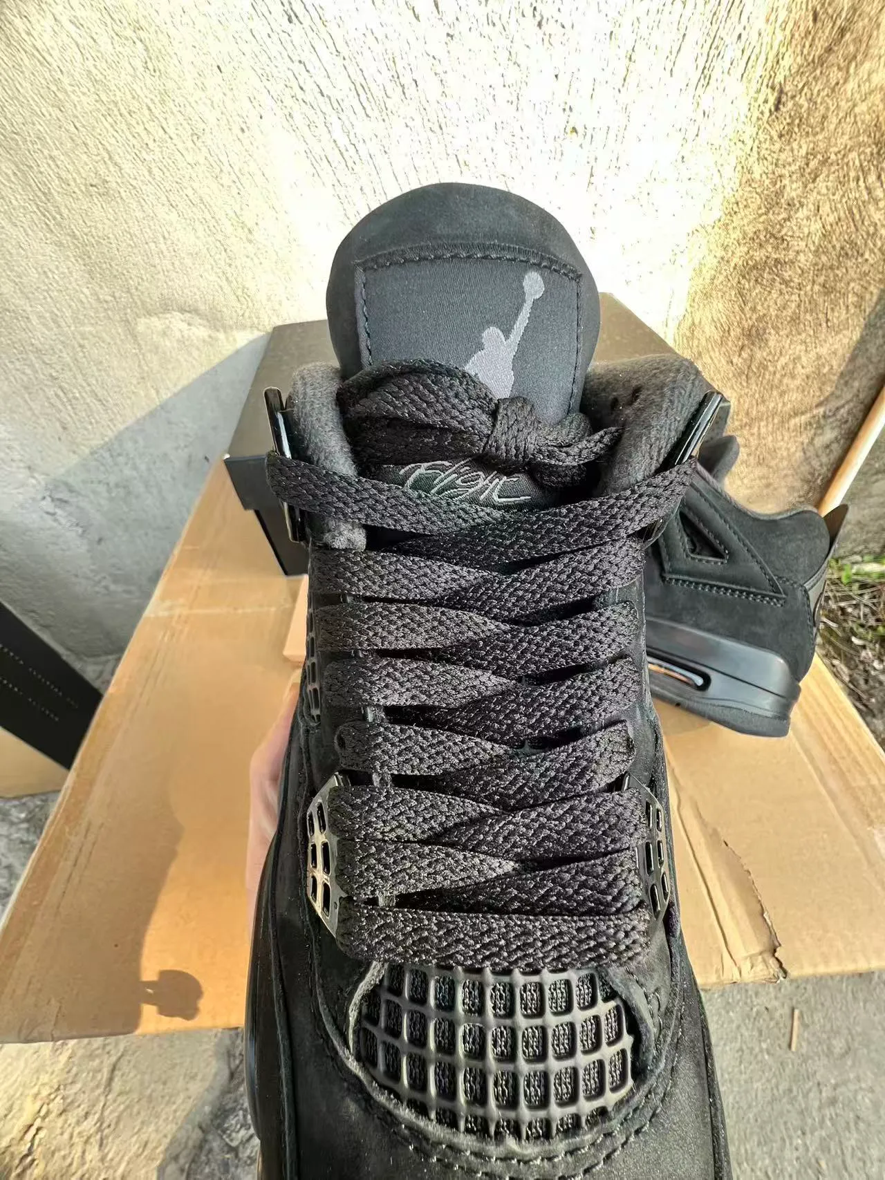 Air Jordan 4 All-Black Suede Mesh Basketball Shoes 4