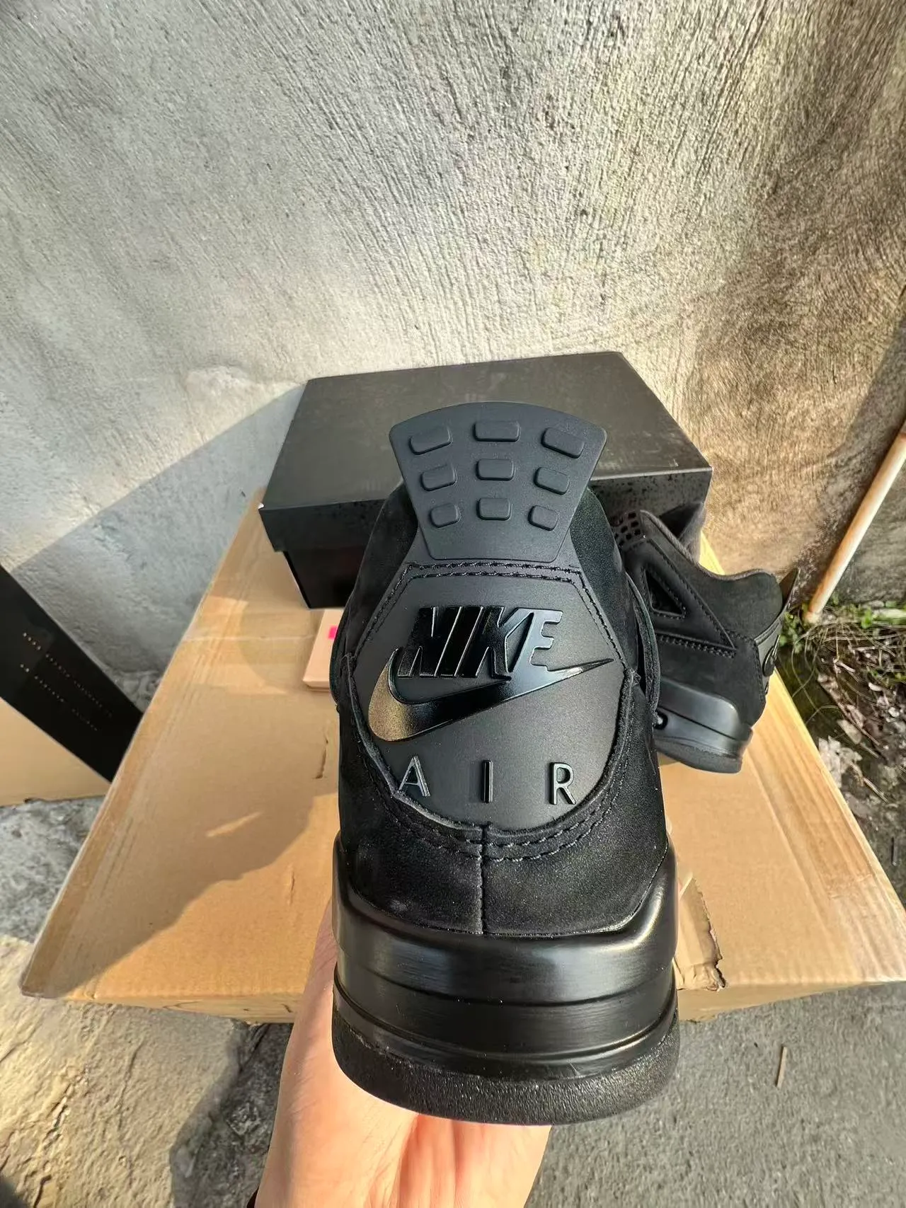Air Jordan 4 All-Black Suede Mesh Basketball Shoes 8