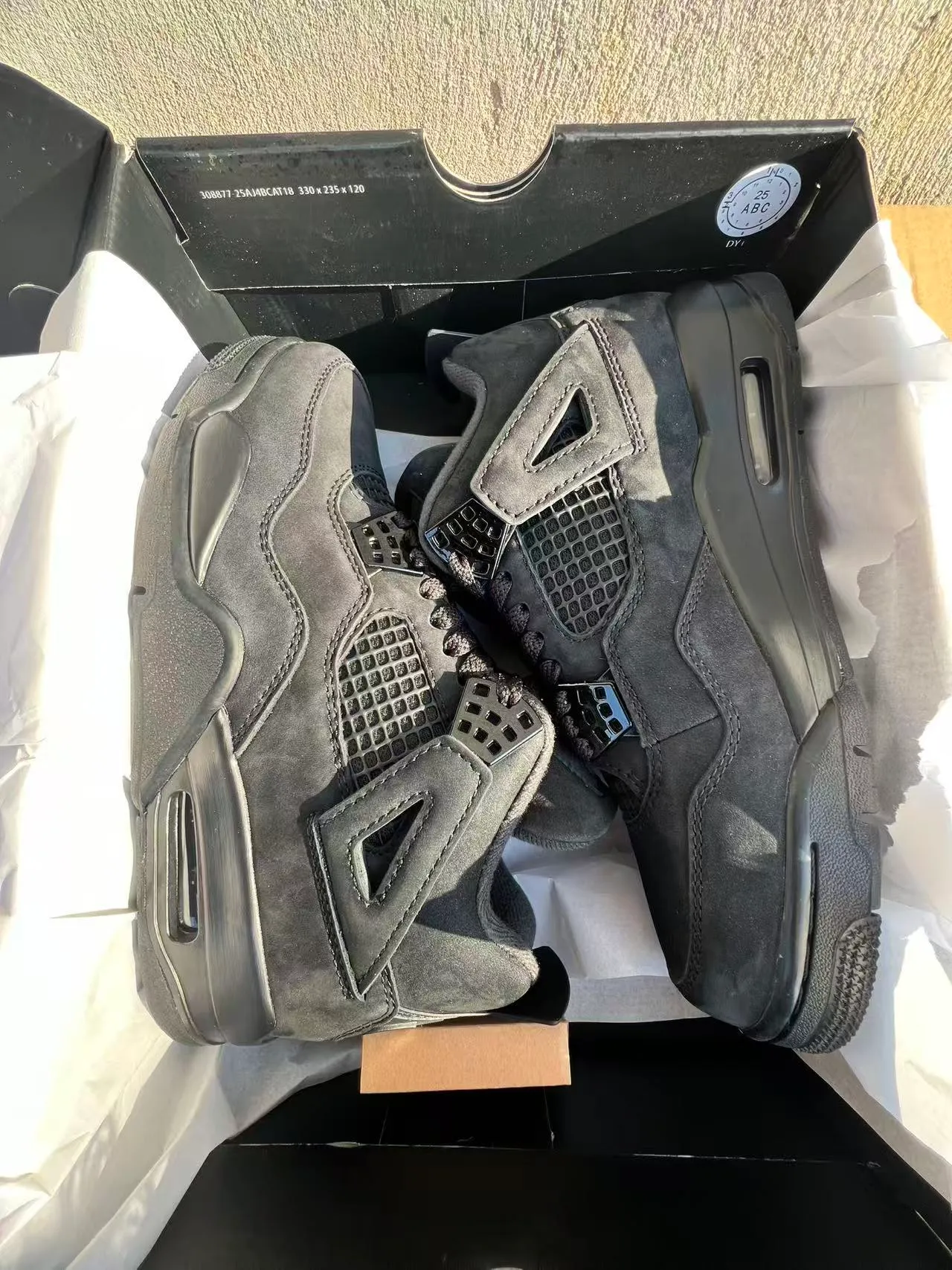 Air Jordan 4 All-Black Suede Mesh Basketball Shoes 9