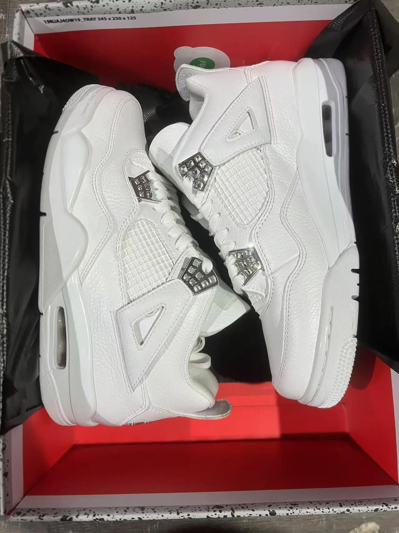 Air Jordan 4 All-White Leather Basketball Shoes 9