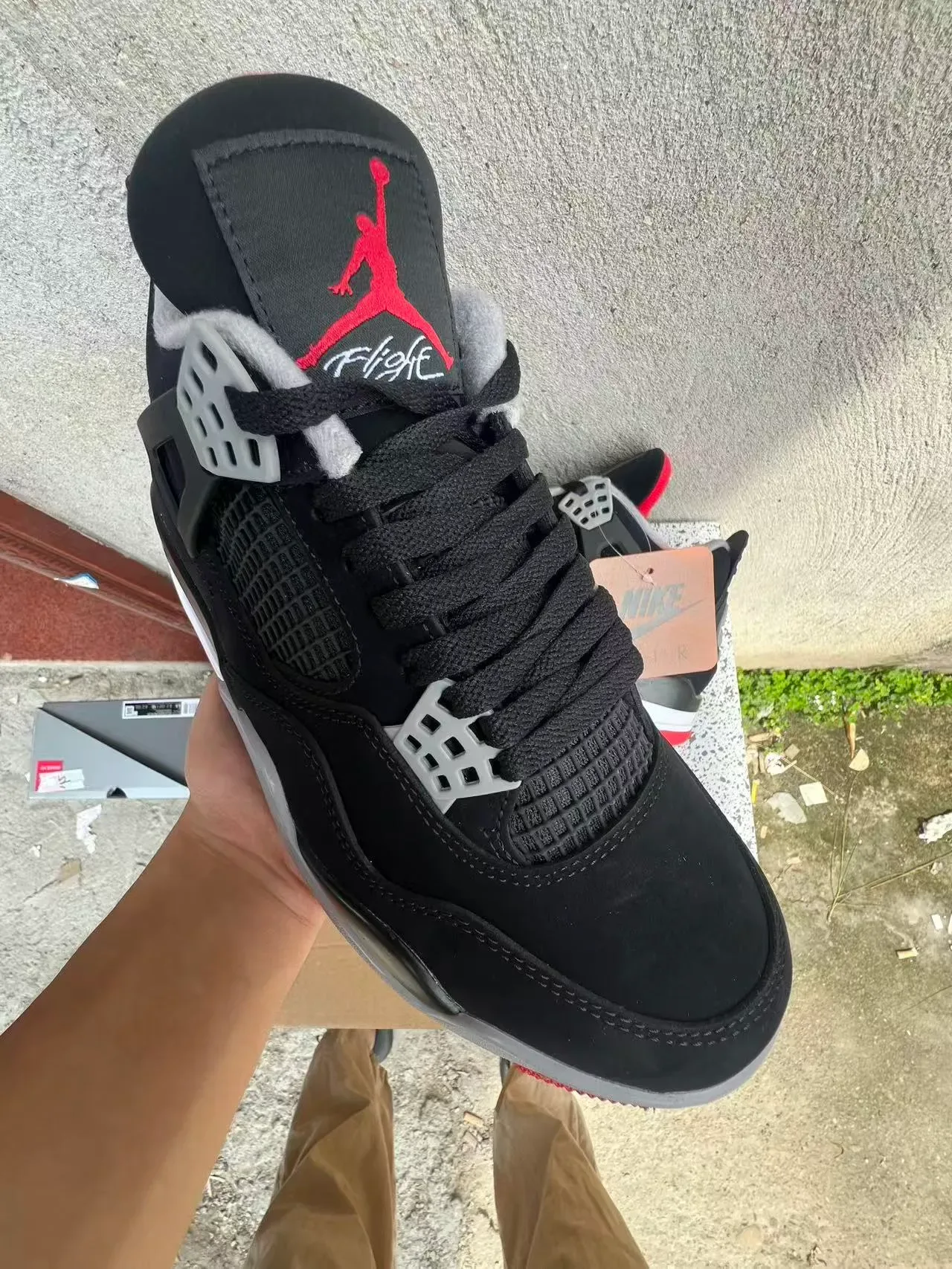 Air Jordan 4 Noir Gris Ciment Rouge Chaussures de Basketball 2