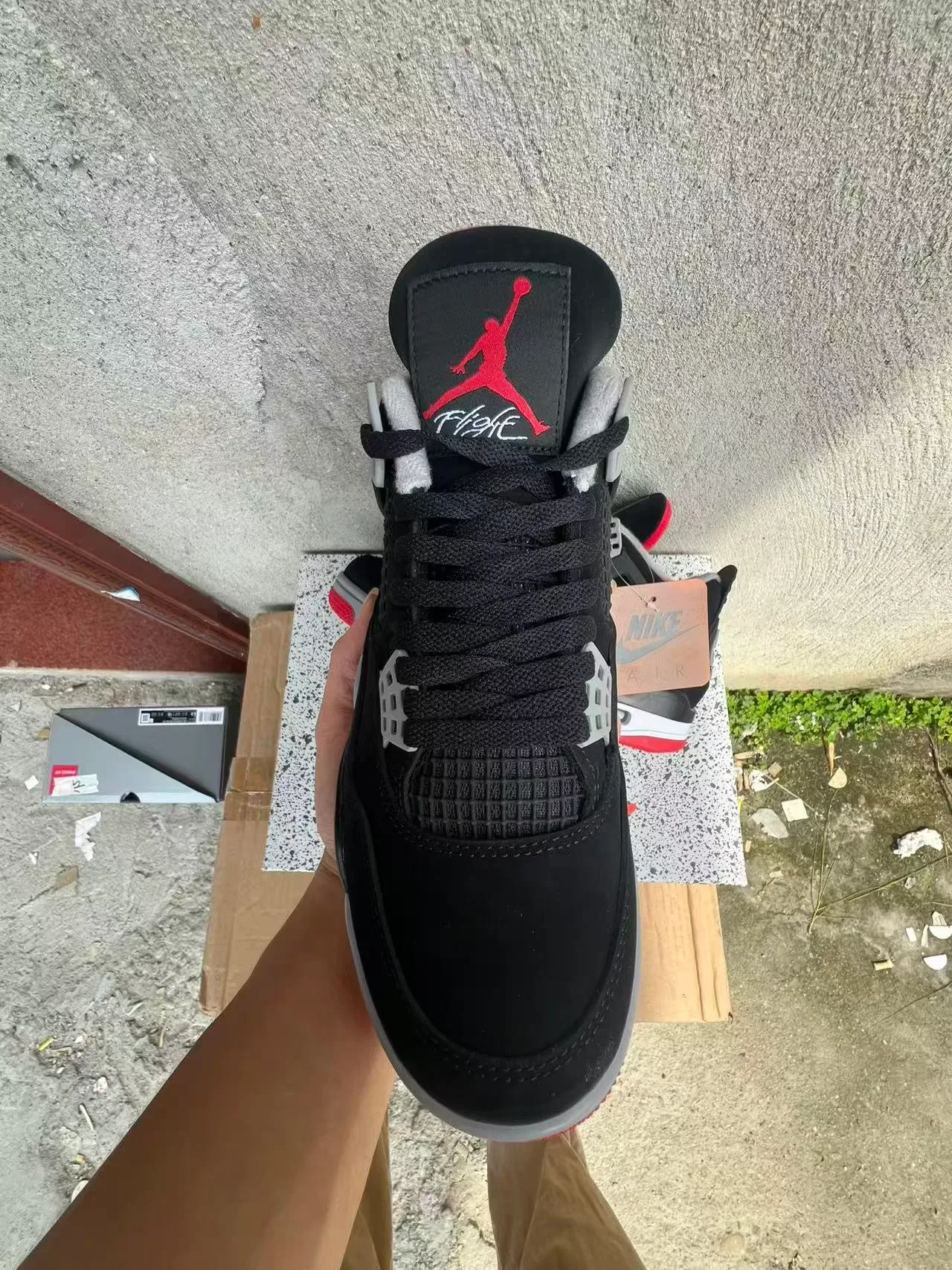 Air Jordan 4 Noir Gris Ciment Rouge Chaussures de Basketball 3