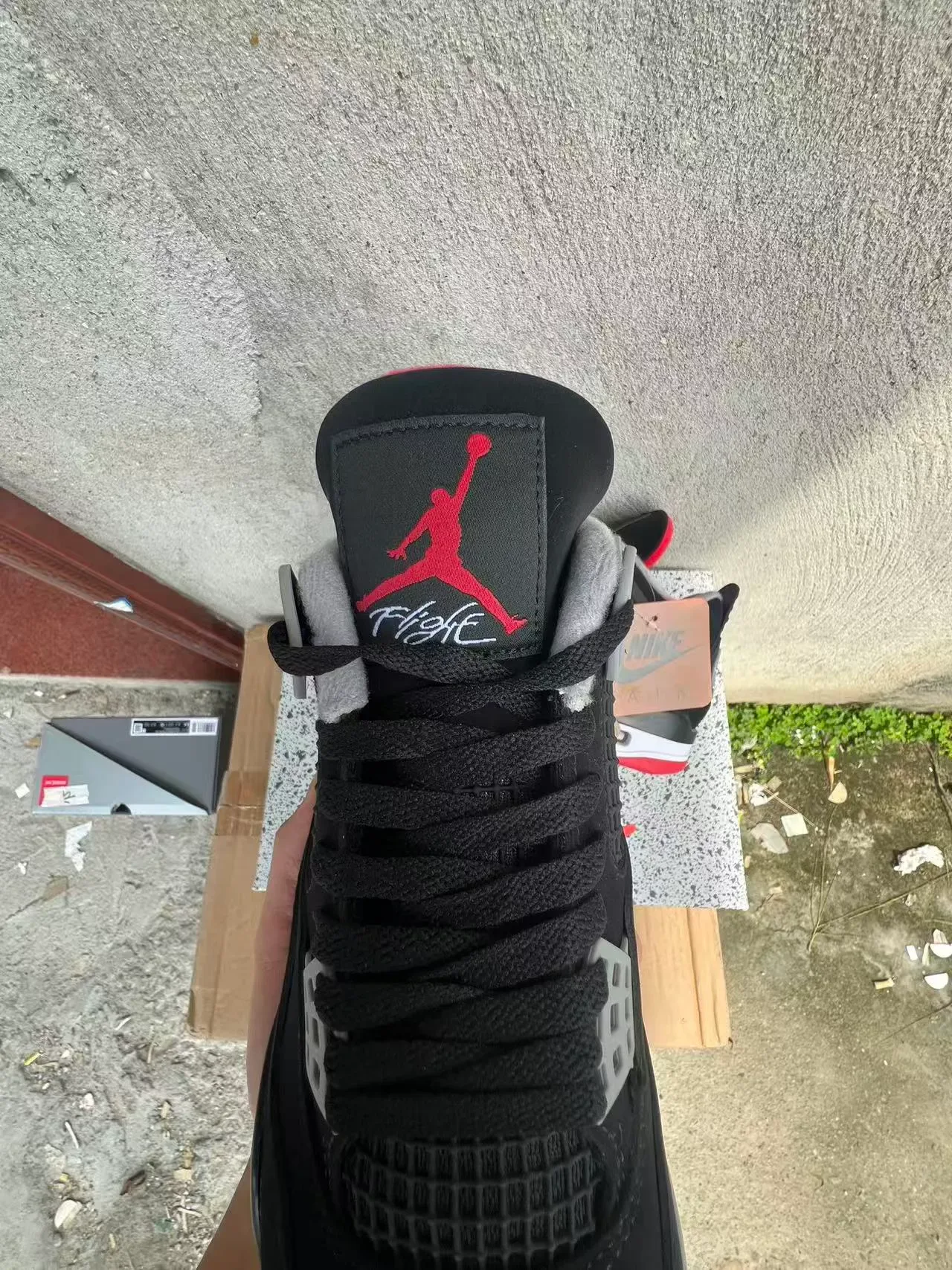 Air Jordan 4 Noir Gris Ciment Rouge Chaussures de Basketball 4