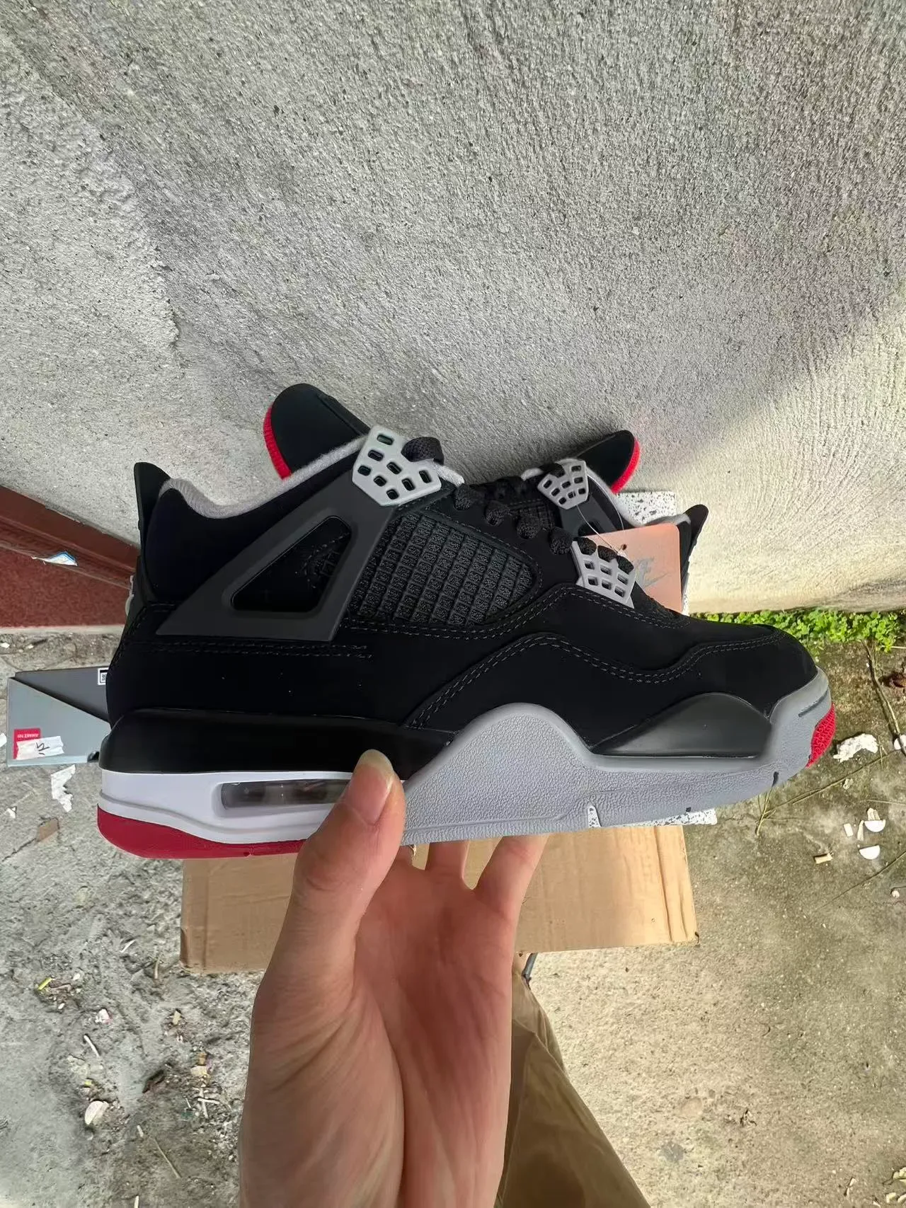 Air Jordan 4 Noir Gris Ciment Rouge Chaussures de Basketball 7