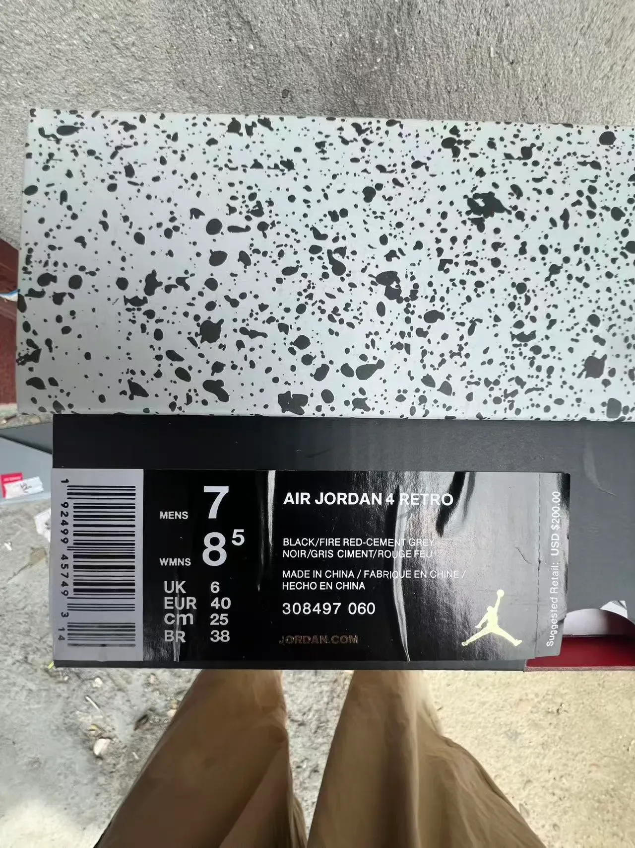 Air Jordan 4 Noir Gris Ciment Rouge Chaussures de Basketball 10