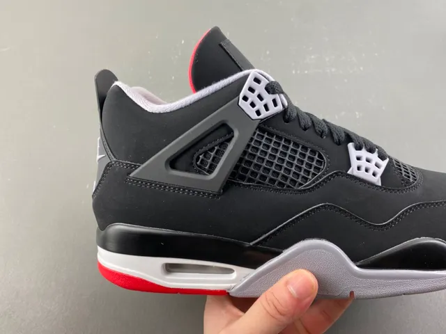Tênis de basquete Air Jordan 4 Preto Cimento Vermelho 3