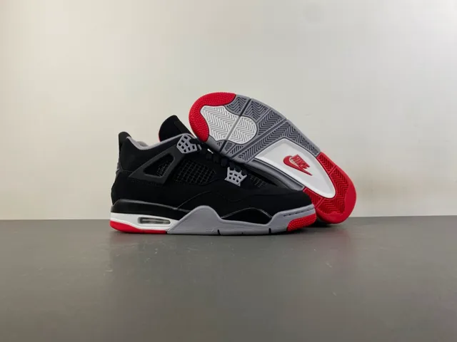 Tênis de basquete Air Jordan 4 Preto Cimento Vermelho 12