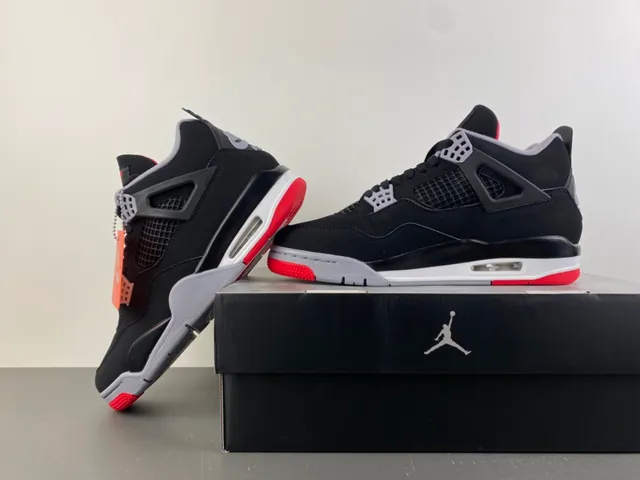 Tênis de basquete Air Jordan 4 Preto Cimento Vermelho 14