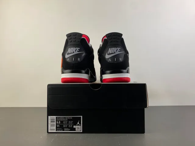 Tênis de basquete Air Jordan 4 Preto Cimento Vermelho 17