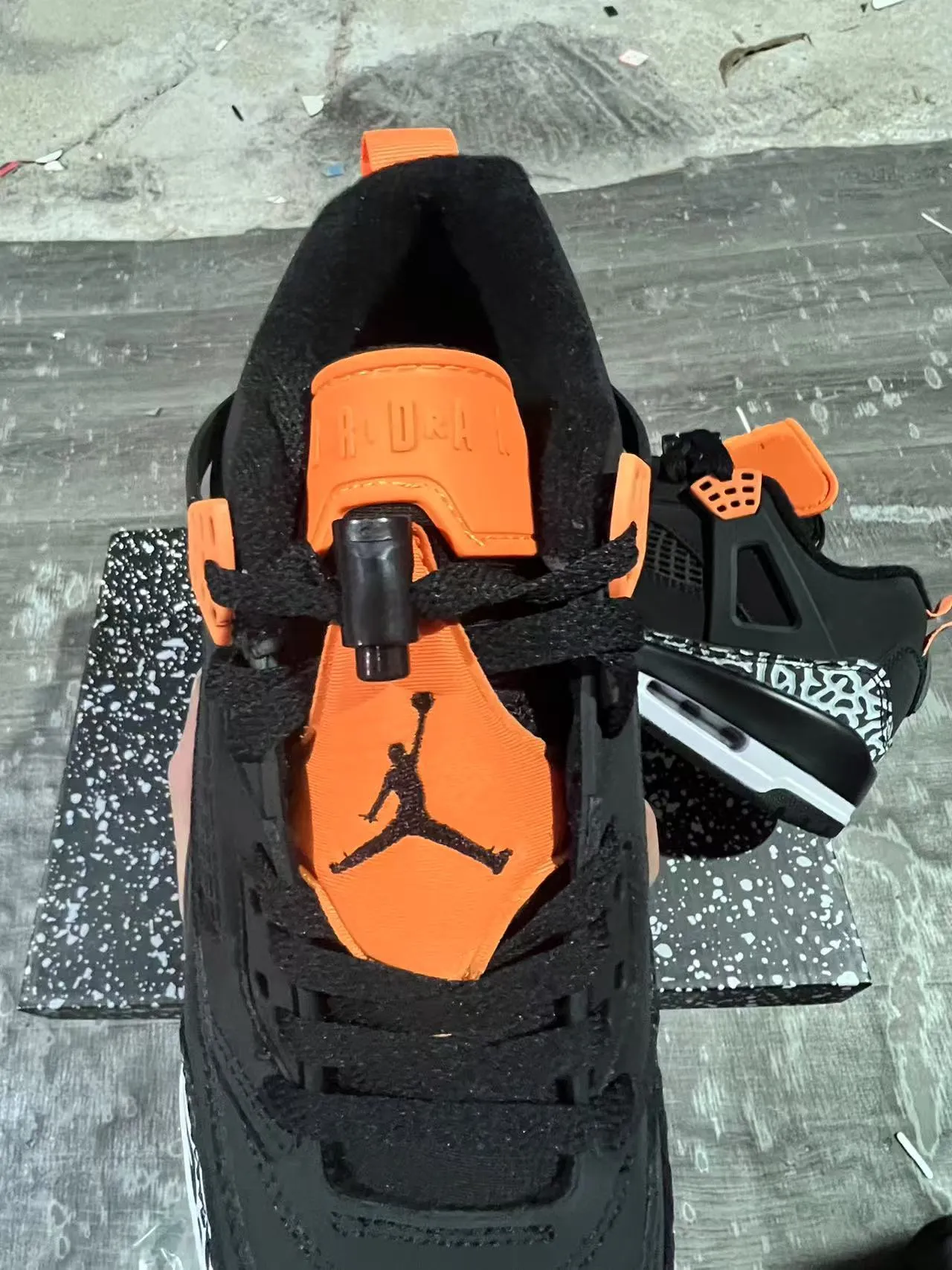 Air Jordan 4 Black Elephant Orange Basketball Shoes 4