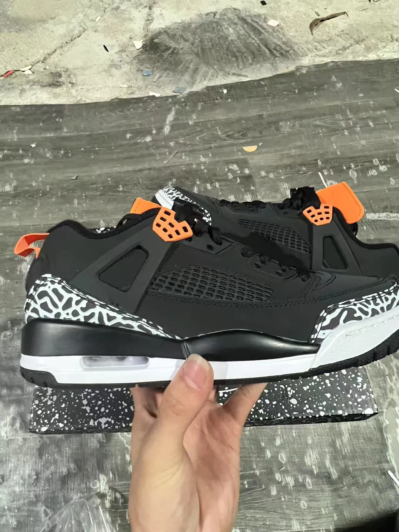 Air Jordan 4 Black Elephant Orange Basketball Shoes 7