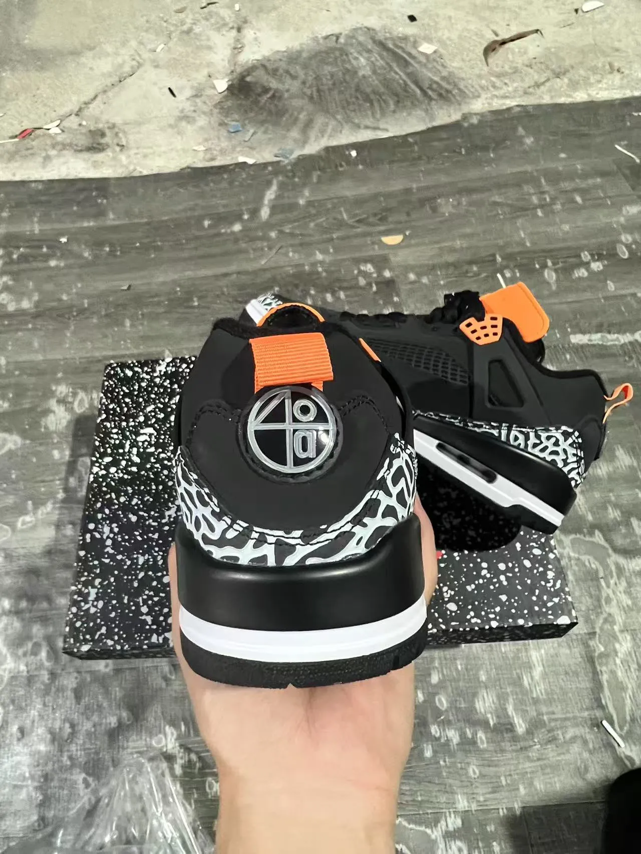 Air Jordan 4 Black Elephant Orange Basketball Shoes 8