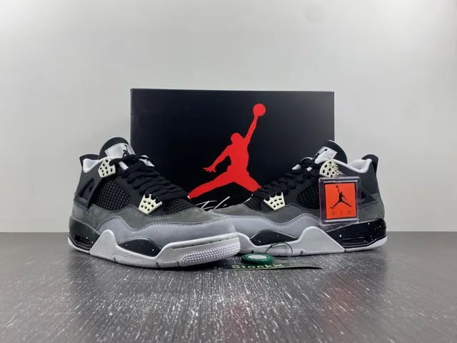 Air Jordan 4 Black Gray White Basketball Shoes 12