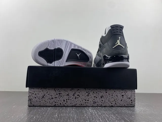 Air Jordan 4 Black Gray White Basketball Shoes 16