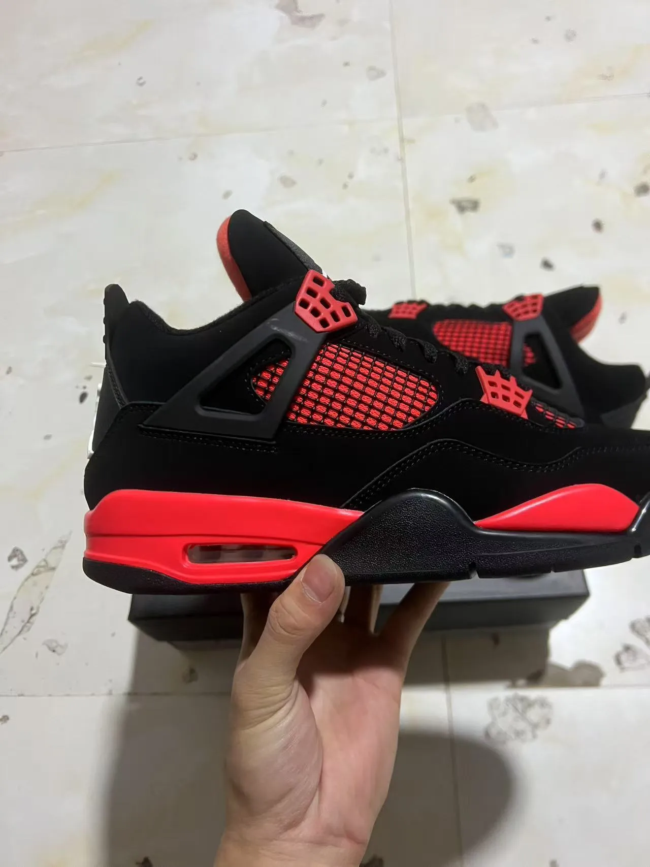 Air Jordan 4 Black Red Basketball Shoes 5
