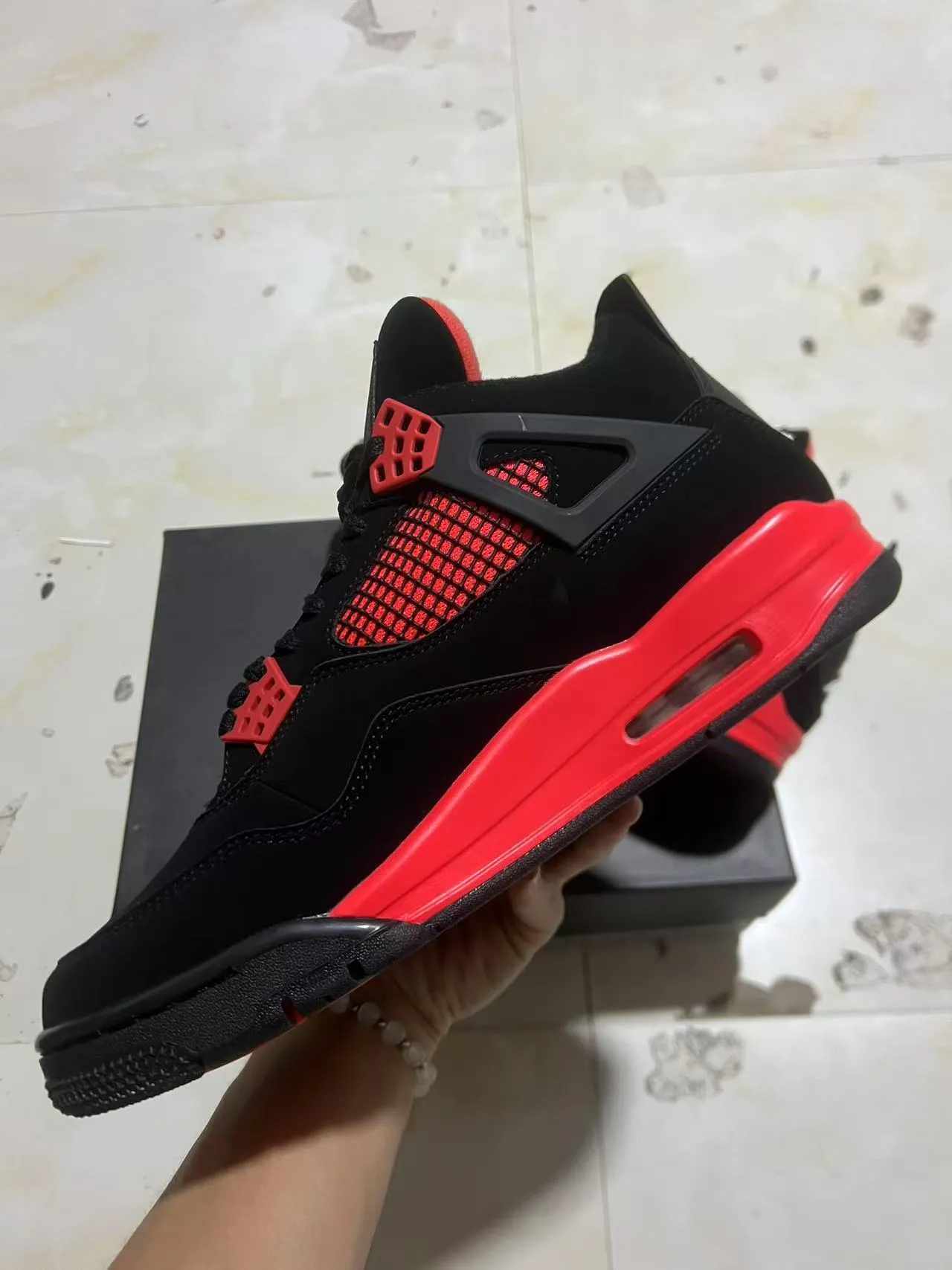Air Jordan 4 Black Red Basketball Shoes 7