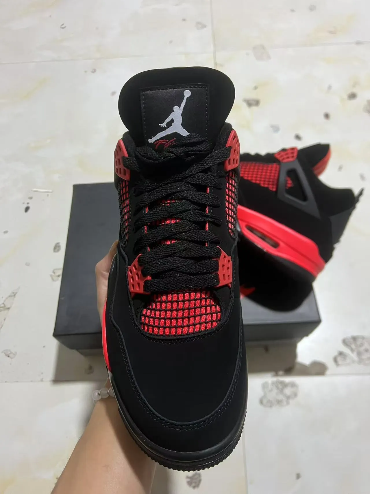 Air Jordan 4 Black Red Basketball Shoes 9