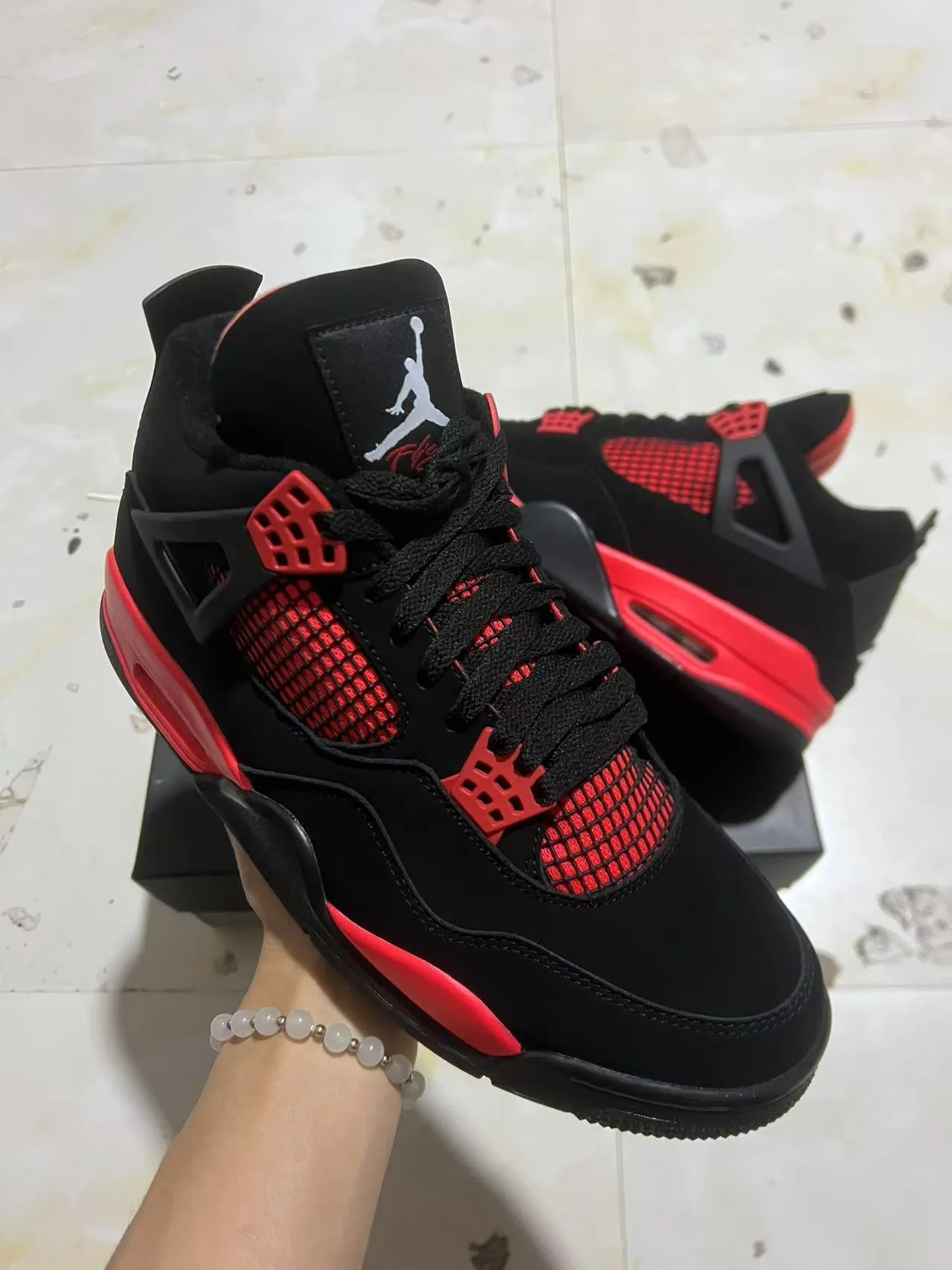 Air Jordan 4 Black Red Basketball Shoes 10