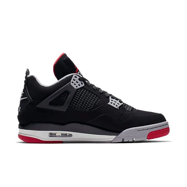 Air Jordan 4 Preto Vermelho Cinza Tênis de Basquete 5
