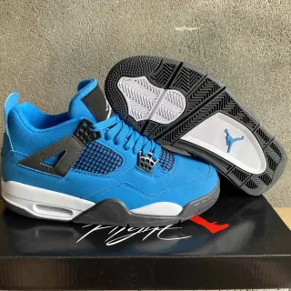 Air Jordan 4 Bright Blue Black White Basketball Shoes