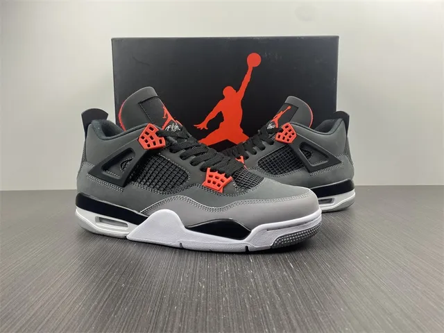 Air Jordan 4 Dark Gray Black Red Basketball Shoes 10