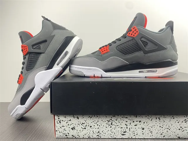 Air Jordan 4 Dark Gray Black Red Basketball Shoes 11
