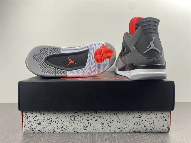 Air Jordan 4 Dark Gray Black Red Basketball Shoes 12