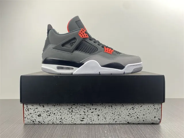Air Jordan 4 Dark Gray Black Red Basketball Shoes 13