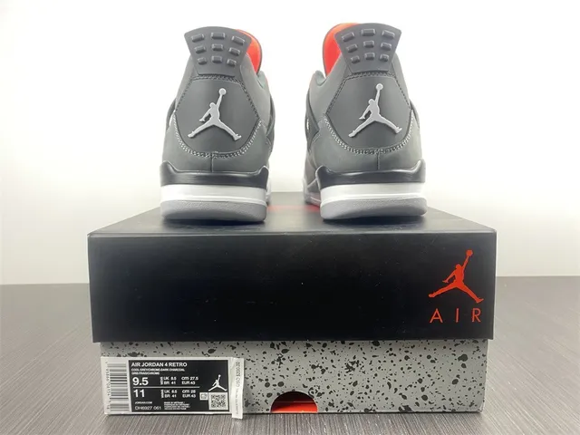 Air Jordan 4 Dark Gray Black Red Basketball Shoes 14