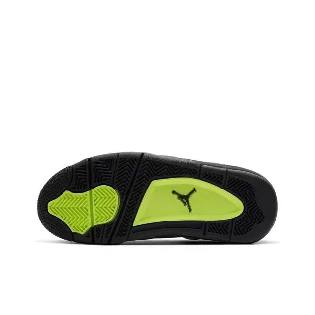Air Jordan 4 Gray and Neon Green Basketball Shoes 2