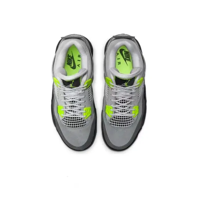 Air Jordan 4 Gray and Neon Green Basketball Shoes 3