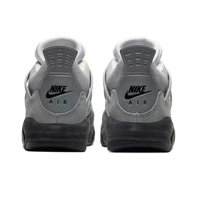 Air Jordan 4 Gray and Neon Green Basketball Shoes 4