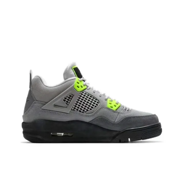 Air Jordan 4 Gray and Neon Green Basketball Shoes 6