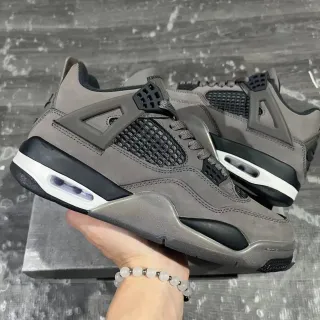 Air Jordan 4 Gris Negro Blanco Zapatos de Baloncesto