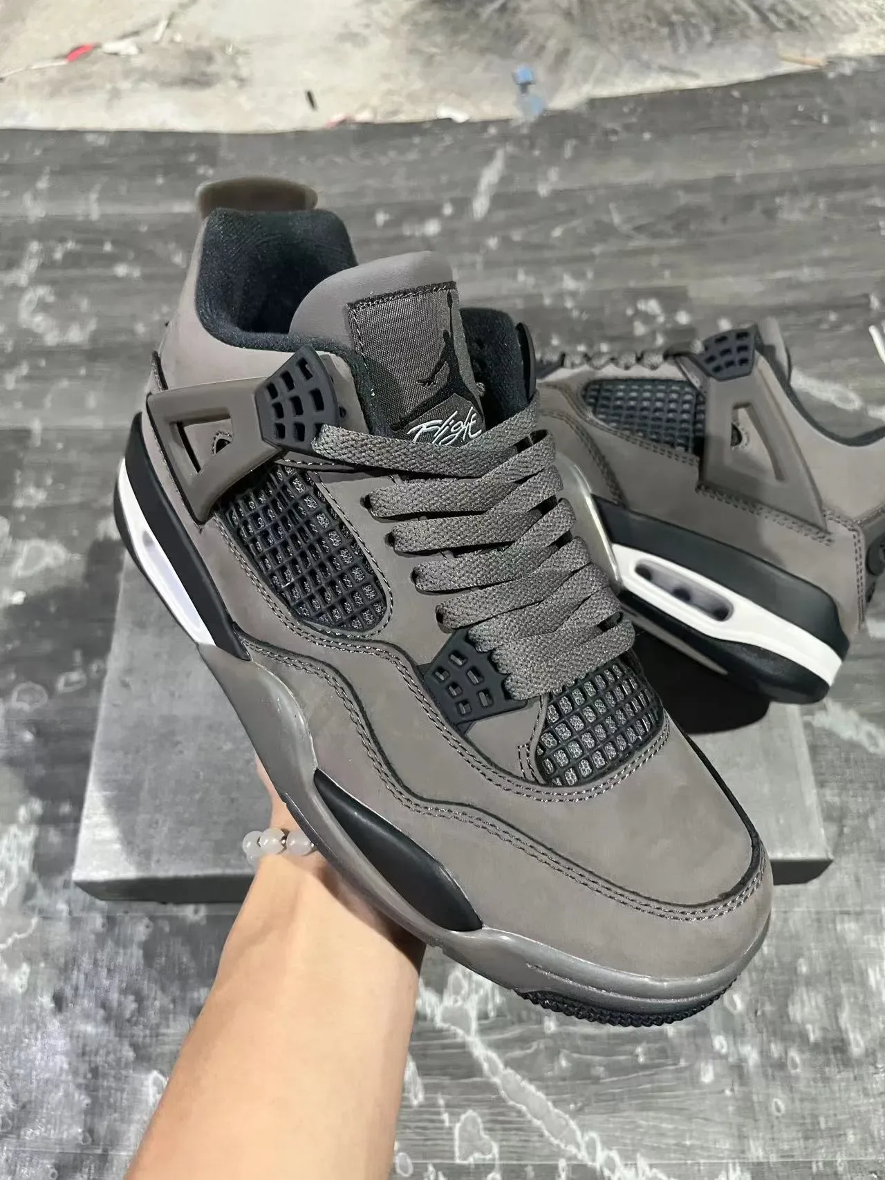 Air Jordan 4 Gris Noir Blanc Chaussures de Basketball 2