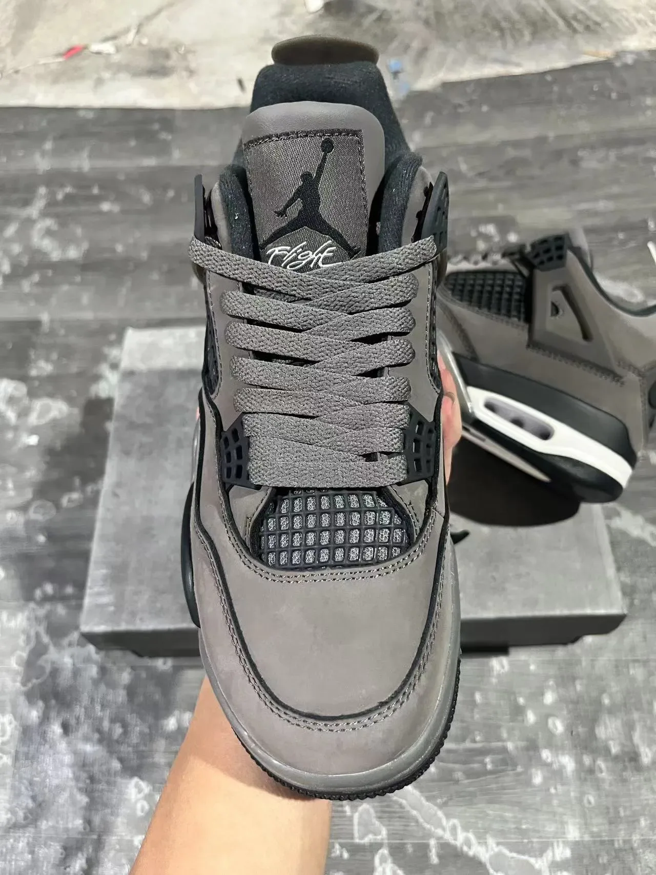 Air Jordan 4 Gris Noir Blanc Chaussures de Basketball 3