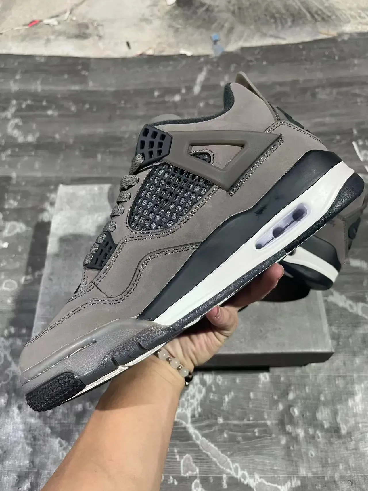 Air Jordan 4 Gris Noir Blanc Chaussures de Basketball 5