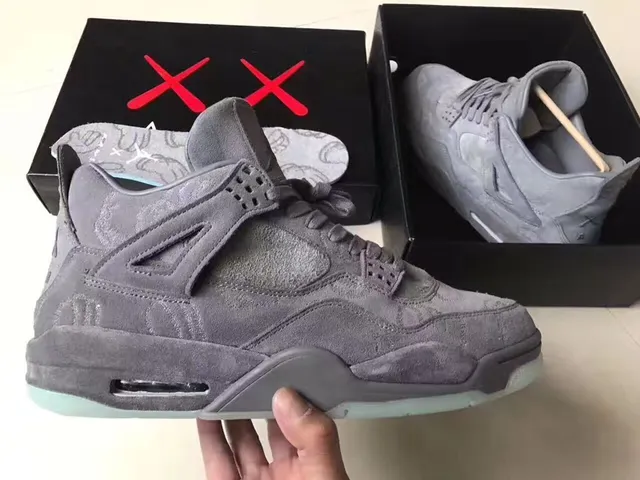Air Jordan 4 Gray Suede Translucent Icy Sole Basketball Shoes 2