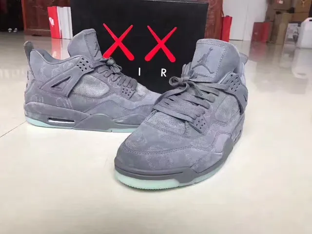 Air Jordan 4 Gray Suede Translucent Icy Sole Basketball Shoes 4