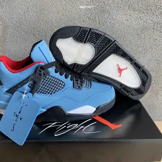 Air Jordan 4 Zapatillas de baloncesto Azul claro negro rojo