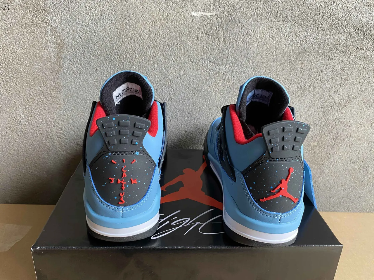 Air Jordan 4 Light Blue Black Red Basketball Shoes 3