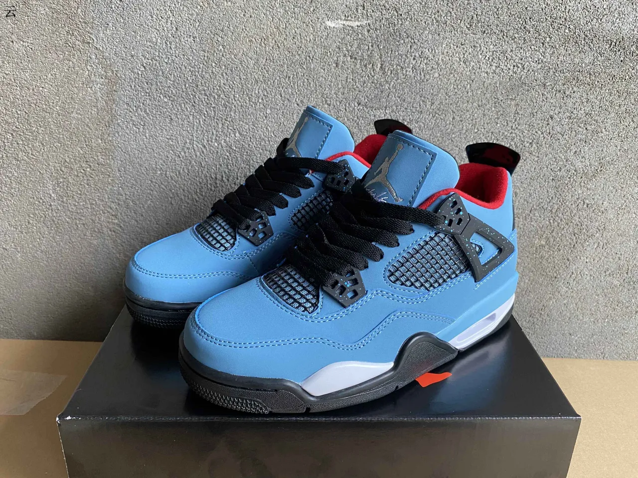 Air Jordan 4 Light Blue Black Red Basketball Shoes 5