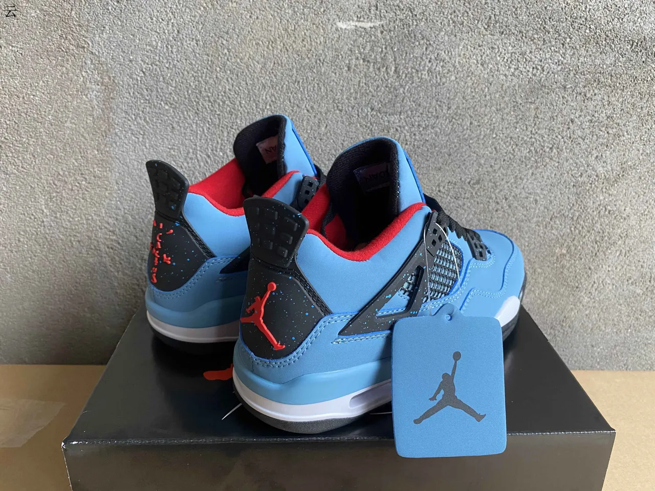 Air Jordan 4 Light Blue Black Red Basketball Shoes 6